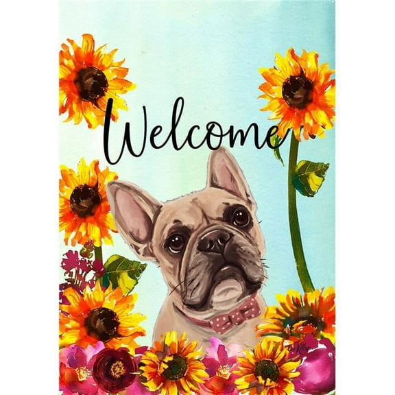 Best of Breed HH631161 French Bulldog Best of Breed HHS Welcome Garden Flag, Cream