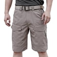 thumbnail image 2 of HKYNLAG Mens Tactical Cargo Work Shorts Waterproof Ripstop Stretch Outdoor Fishing Hiking Shorts with Multi-Pocket (No Belt) Khaki S, 2 of 8