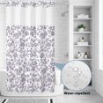 thumbnail image 2 of No Hook Shower Curtain, Grey-Purple Flower Shower Curtains for Bathroom with See Through Top Window, Vintage Farmhouse Boho Leaf Spring Waterproof & Washable Bath Curtain Small Stall 36"x78", 2 of 9