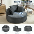 thumbnail image 6 of Aukfa Oversized Round Chaise Longue Chair Indoor, 56-inch Upholstered Corduroy Deep Seat Circle Cloud Sofa Chair, Dark Gray, 6 of 8