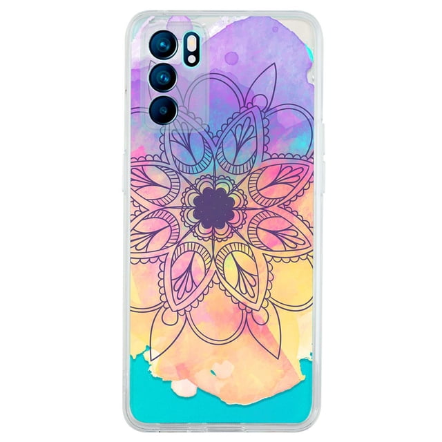 Funda Para Oppo Reno6 5G Mandala Acuarela, Uso Rudo, InstaCase Protector para Oppo Reno6 5G Antigolpes, Case Mandala Acuarela