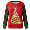 thumbnail image 4 of Chandail en Molleton de Noël pour Femmes 2023 Mode Décontractée Manches Longues Col Rond Imprimé à Carreaux Chandail en Molleton Dames Hauts Blouse en Liquidation, 4 of 4