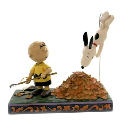 Peanuts Jim Shore Charlie Brown/Snoopy in Leaves Jumping Into Fall #6002773