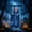 Blue, variant on Outdoor Decoration Animated Halloween Caged Skeleton with Led Red Eyes,Screaming Sound,Animatronic Skeleton Prisoner Decoration,Sound & Light & Motion Activated Ghost for Patio Haunted House