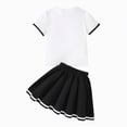 thumbnail image 4 of Xudanell Toddler Girl Outfits Short Sleeved Little Girl Tops and Solid Color Skirts Set Black 6-7 Years, 4 of 9