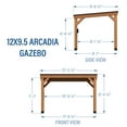 thumbnail image 3 of Backyard Discovery Arcadia 12'x9.5' Cedar Wood Gazebo, Galvanized Steel Roof, PowerPort, 3 of 13