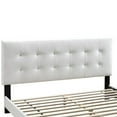 thumbnail image 2 of Twin Leatherette Bed with Checkered Tufted Headboard, White- Saltoro Sherpi, 2 of 6