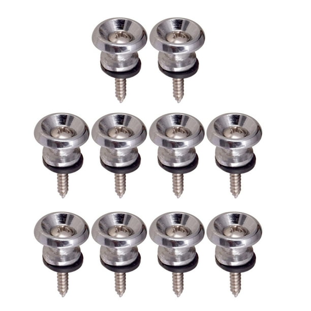 10 botones para correa de guitarra (pasadores finales para guitarras clásicas, eléctricas y bajos) Plata