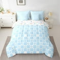 thumbnail image 2 of Homewish Kawaii Flower Floral 7-Piece Twin Bedding Sets,Classic Minimalist Plaid Bedding Comforter Set,Blue Geometric Buffalo Sheet Sets For Girls Teens,Breathable Home Decor Reversible, 2 of 8