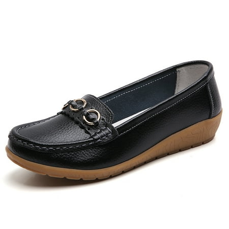 

Women‘s Comfort Wedge Loafers Solid Color Soft Sole Slip On Walking Driving Shoes Casual Flat Shoes