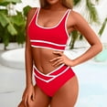 thumbnail image 6 of New summer arrivals UTSJKR High Waist Bikini Sets for Women Sporty Color Block Two Piece Swimsuits Tummy Control Cheeky Bathing Suits 2025 Summer Fashion Red M, 6 of 7