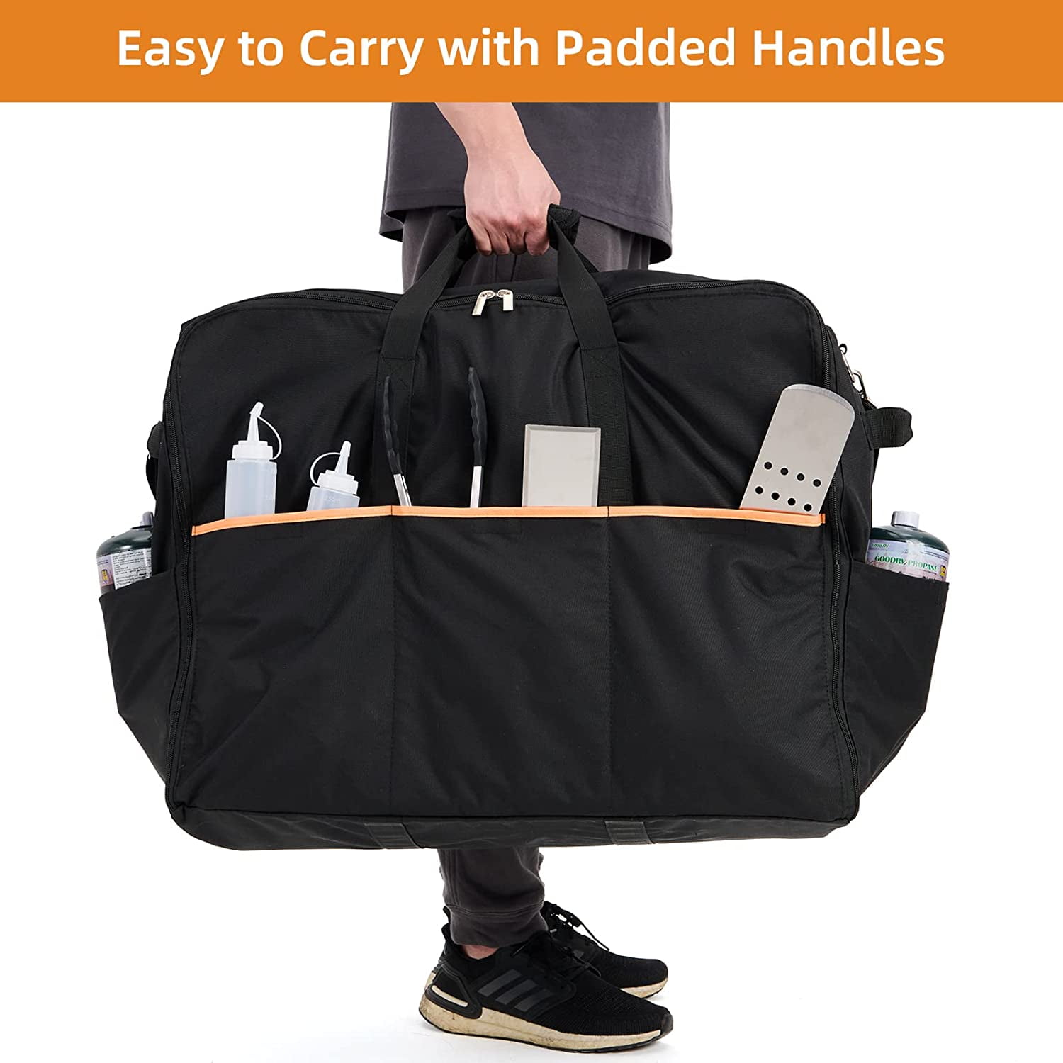 Upgraded Carry Bag for Blackstone 22 inch Tabletop Griddle with Hood Lid, Reinforced Hardware & Rip-Proof Heavy Duty Fabric, Outdoor BBQ Grill Carrying Case, Black (Bag Only)