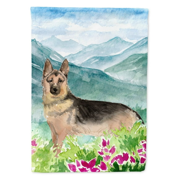 Carolines Treasures CK1977GF Mountian Flowers German Shepherd Flag Garden Size  Small multicolor