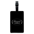 thumbnail image 1 of Blessed Halo On Black Rectangle Leather Luggage Card Suitcase Carry-On ID Tag, 1 of 7