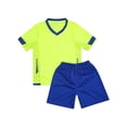 thumbnail image 3 of Vxuxlje Kids Boy's Soccer Shirt and Shorts Youth Sports Team Training Uniform Soccer Uniforms 2 Fluorescent Green 18, 3 of 7