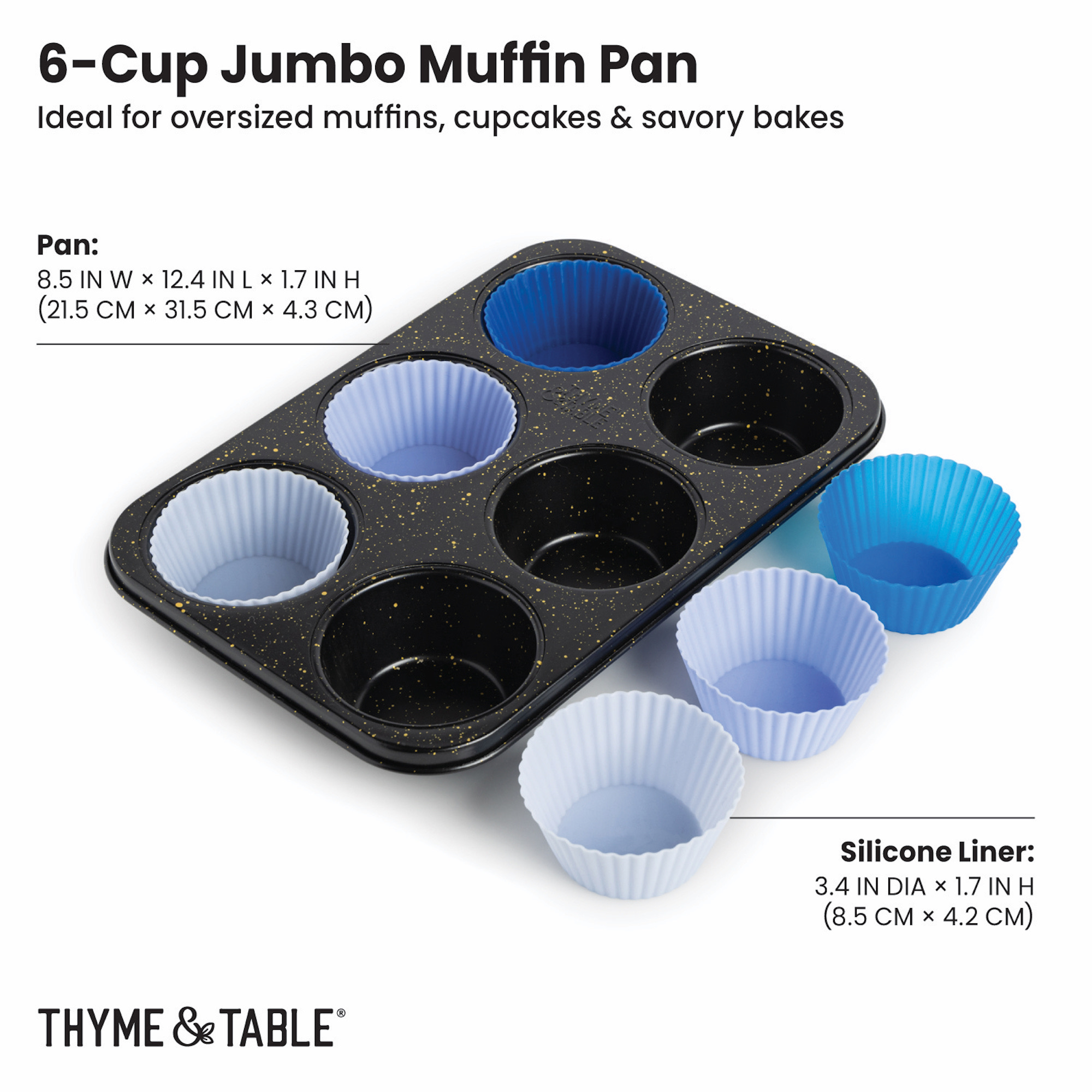 Thyme & Table 6-Cup Jumbo Muffin Pan with Silicone Liners photo 4