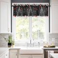thumbnail image 2 of Christmas Kitchen Curtains and Valances Set, Rod Pocket Curtains Tier Farmhouse Window Curtains 24 Inch Length, Pine Tree Snowflake Ball Silver Leaves Black 3 Piece Kitchen Curtains Set, 2 of 6