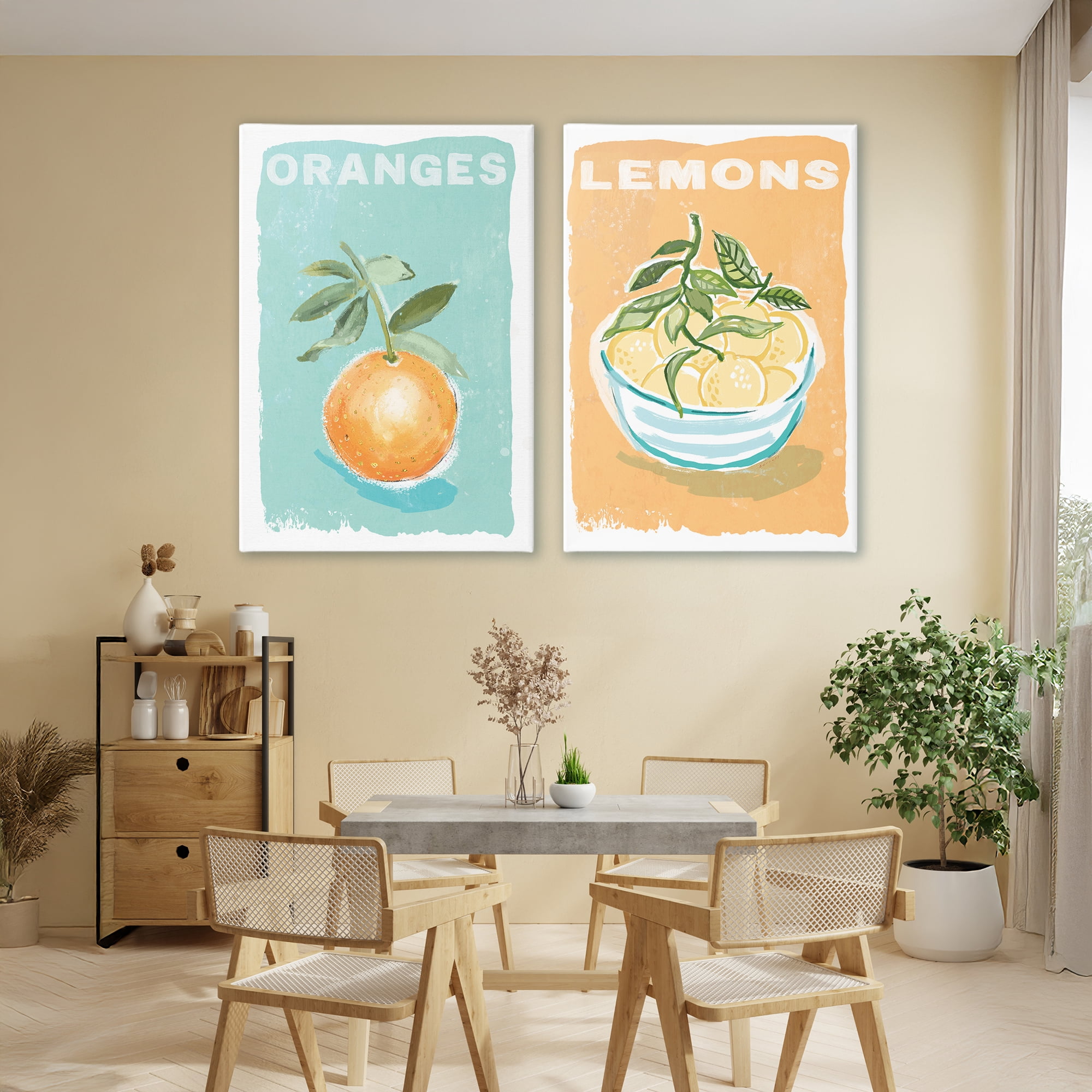 Stupell Industries Citrus Twist Motif 2 Piece Canvas Wall Art Set, design by Chad Barrett