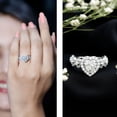thumbnail image 3 of Rosec Jewels Moissanite Heart Shaped Engagement Ring - Vintage Style Ring for Women - D-VS1 Quality Certified, 925 Sterling Silver, US 4.00, 3 of 8