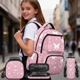 thumbnail image 2 of Aplkyhs Pink Butterfly Kids Backpack Set of 4 with Lunch Box Pencil Case Bottle Sleeve for Girls Boys Large Capacity Lunch Bag for Teens Elementary Middle School, 2 of 7