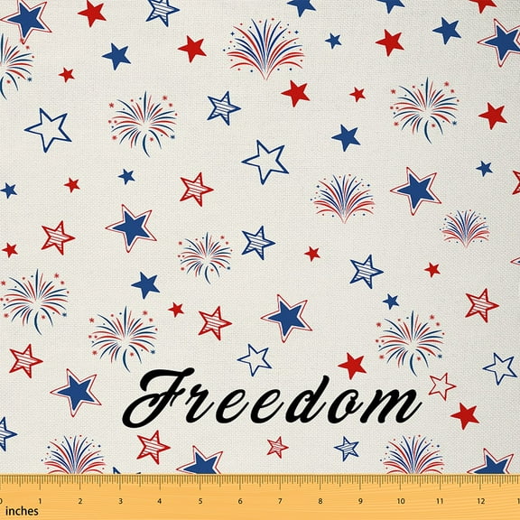 jejeloiu American Independence Day Fabric by the Yard 1 Yard,Freedom July 4Th Home Decor Fabric by the Yard,Colorful Stars Fireworks Sewing Fabric For Men Women,Luxury Bedroom Decor
