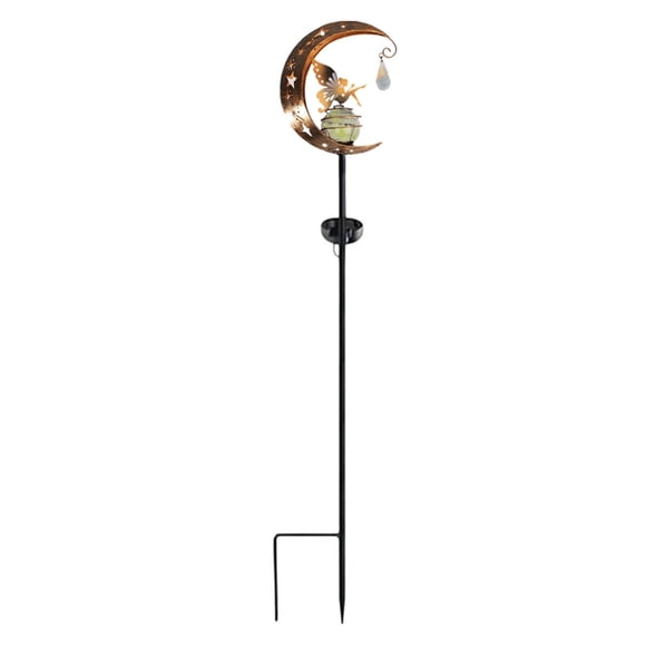 Moon and Fairy Solar Garden Lights Outdoor 4 Styles Antique Lights with Ground Solar Powered Patio for Yard Backyard