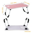 thumbnail image 4 of Foldable Laptop Table, Portable Bed Desk Tray, Lap Desk with USB Ports, Pad & Cup Holder, Drawer - Laptop Stand for Writing/Drawing/Homework/Breakfast-Pink, 4 of 6