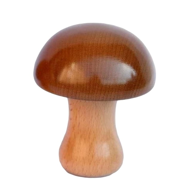simhoa Wood Wind up Music Box Crafts Ornaments Top Part 360 Degrees Rotation Solid Wood Mushroom Brown