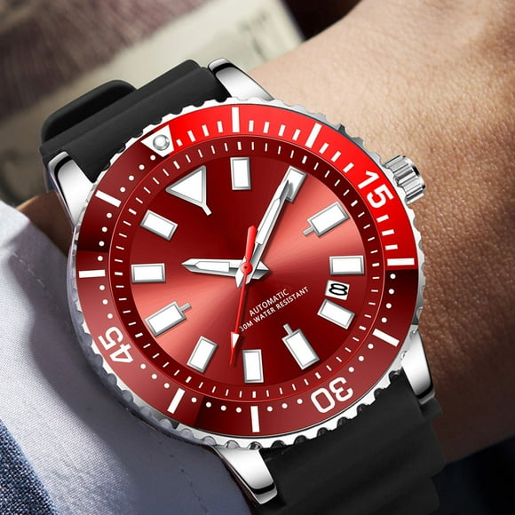 Men Chronograph Watch, Waterproof Alloy Luminous Analog Watch, Rotatable Bezel Analog Watch, Self Winding Automatic Movement Men Wrist Watche - Luminous & Date Display - For Gift