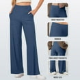 thumbnail image 5 of ManxiVoo Women's High Waisted Ribbed Flare Leggings Yoga Pants with Wide Leg Lounge Trousers for Women Buttery Soft Comfy Everyday Wear XL Size Blue, 5 of 8