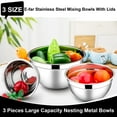 thumbnail image 3 of Nesting Stainless Steel Mixing Bowls with Lids, 6-Piece Metal Bowls Set for Baking Cooking Salad Prep, Airtight Storage & Space Saving, 4.5 3 1.5 QT (Black), 3 of 6