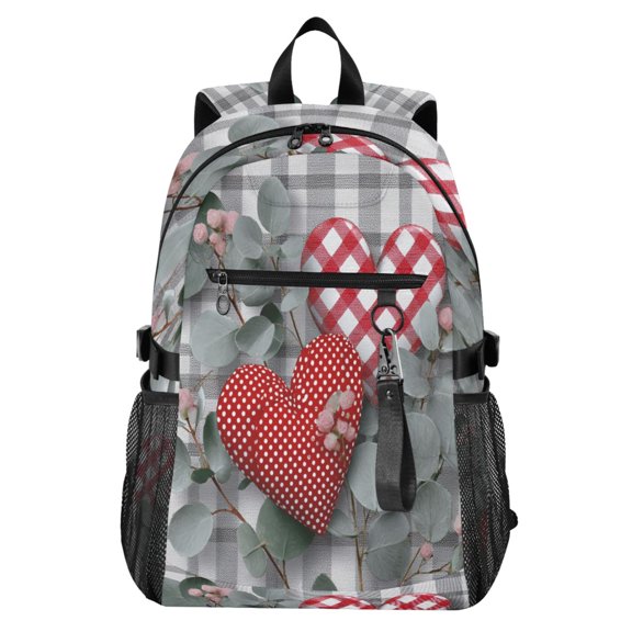 Full‑Print Casual Laptop Backpack, 20L Water‑Resistant Twill Tote Daypack with 14 Inch Computer Compartment for School Business Travel Two Beautiful Hearts