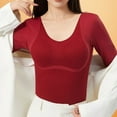 thumbnail image 6 of Elvqul Shirts for Women Spring Thermal Tops Long Sleeve Red Underwear Base Womens Shirts Solid Color, 6 of 9