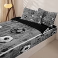 thumbnail image 3 of Castle Fairy Sport Soccer Zipper Twin Comforter Sets with Fitted Sheet and 2 Pillowcases, Vintage Ball Game Zipper Bedding Set, Gray Black White,4-Piece,Black Reversible, 3 of 6