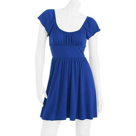 Juniors' Plus Flutter-Sleeve Knit Banded Babydoll Dress