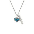 thumbnail image 2 of Delight Jewelry Silvertone Hot Blue Tiger Print Heart Silvertone Sisters Best Friends Forever Bar Charm Necklace, 23", 2 of 4
