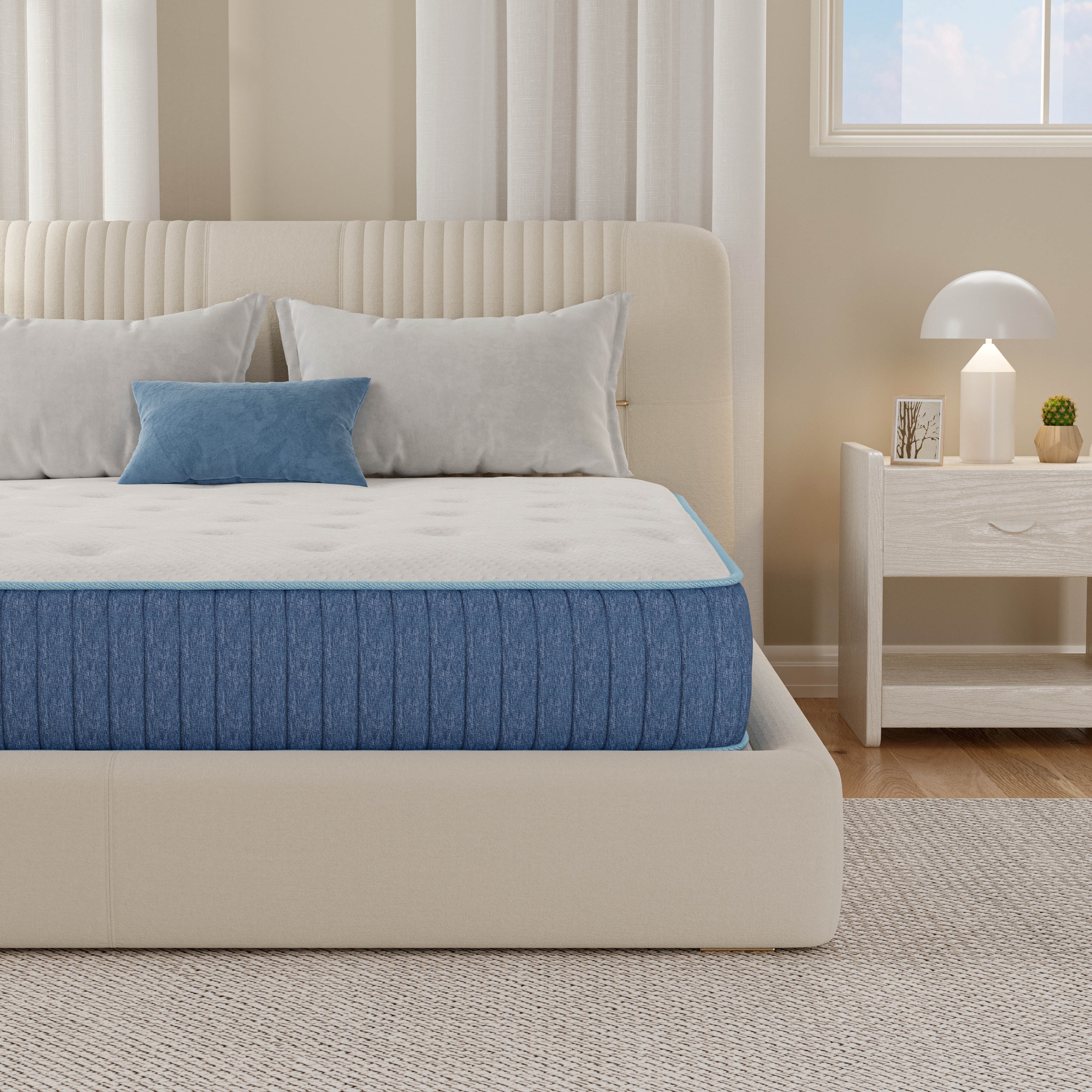 EGOHOME ChillWeave Queen Mattress, 10" Hybrid Mattress in a Box, Medium