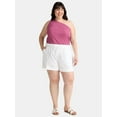 thumbnail image 3 of Terra & Sky Women's Plus Size Linen Blend Shorts, 3 of 5
