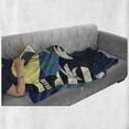 thumbnail image 6 of Lighthouse Soft Flannel Fleece Throw Blanket, Grunge Abstract Artwork of a Mysterious Woman in a Boat Sea Storm, Cozy Plush for Indoor and Outdoor Use, 70" x 90", Dark Blue Yellow Brown, by Ambesonne, 6 of 6