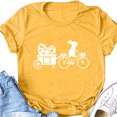 thumbnail image 4 of Pxiakgy Liquidation! T-Shirts de Pâques Col Rond pour Femmes Joyeuses Pâques Lapin avec Lunettes Blouse Décontractée Graphique Printemps Hauts Colorés Tee Femmes Topseaster Manches Courtes Chemise Décontractée Mode Jaune TTG, 4 of 5