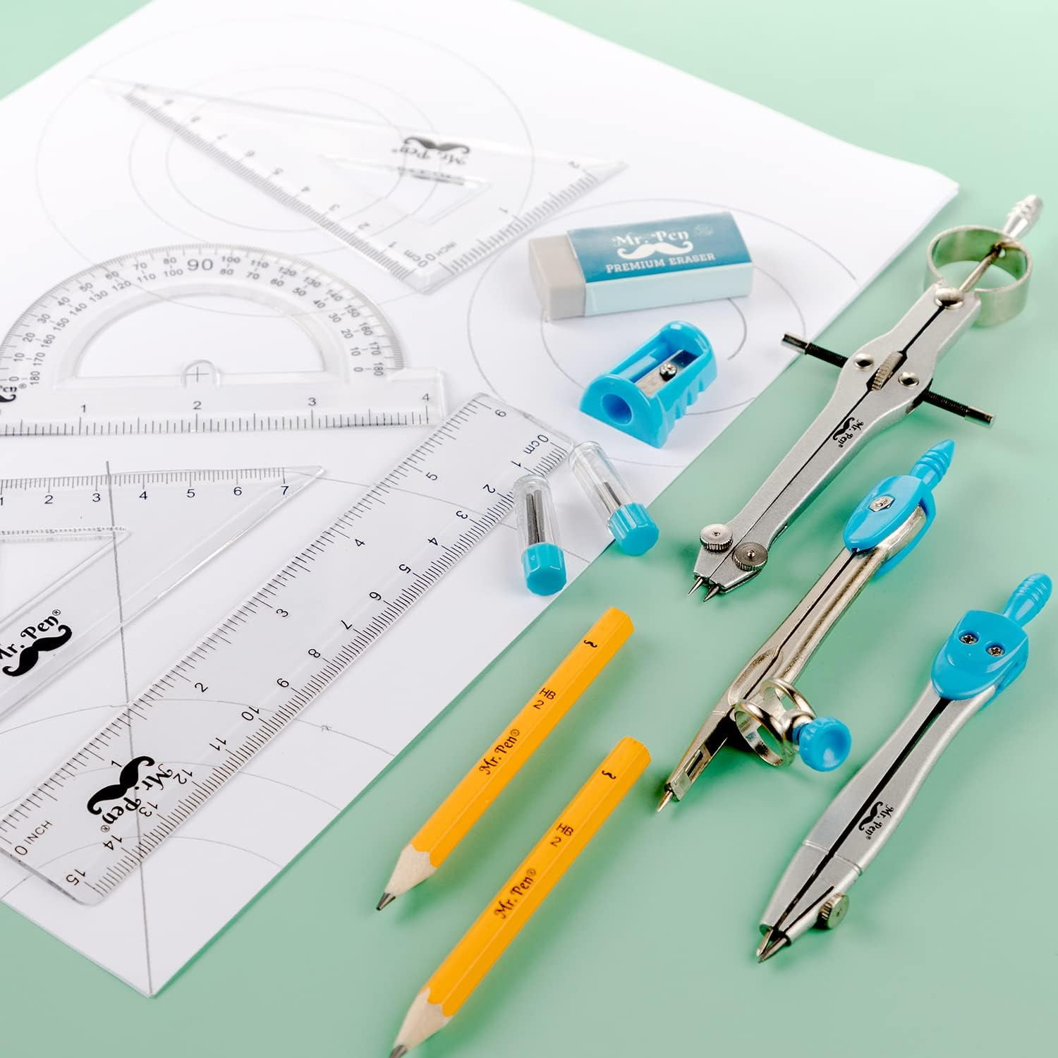 13PCS Geometry Precision Drawing Tool Metal Geometry Kit Set