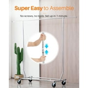 HOKEEPER 300 lbs Heavy Duty Clothing Garment Rack Commercial Rolling Clothes Rack on Wheels Adjustable Collapsible, Chrome Finish