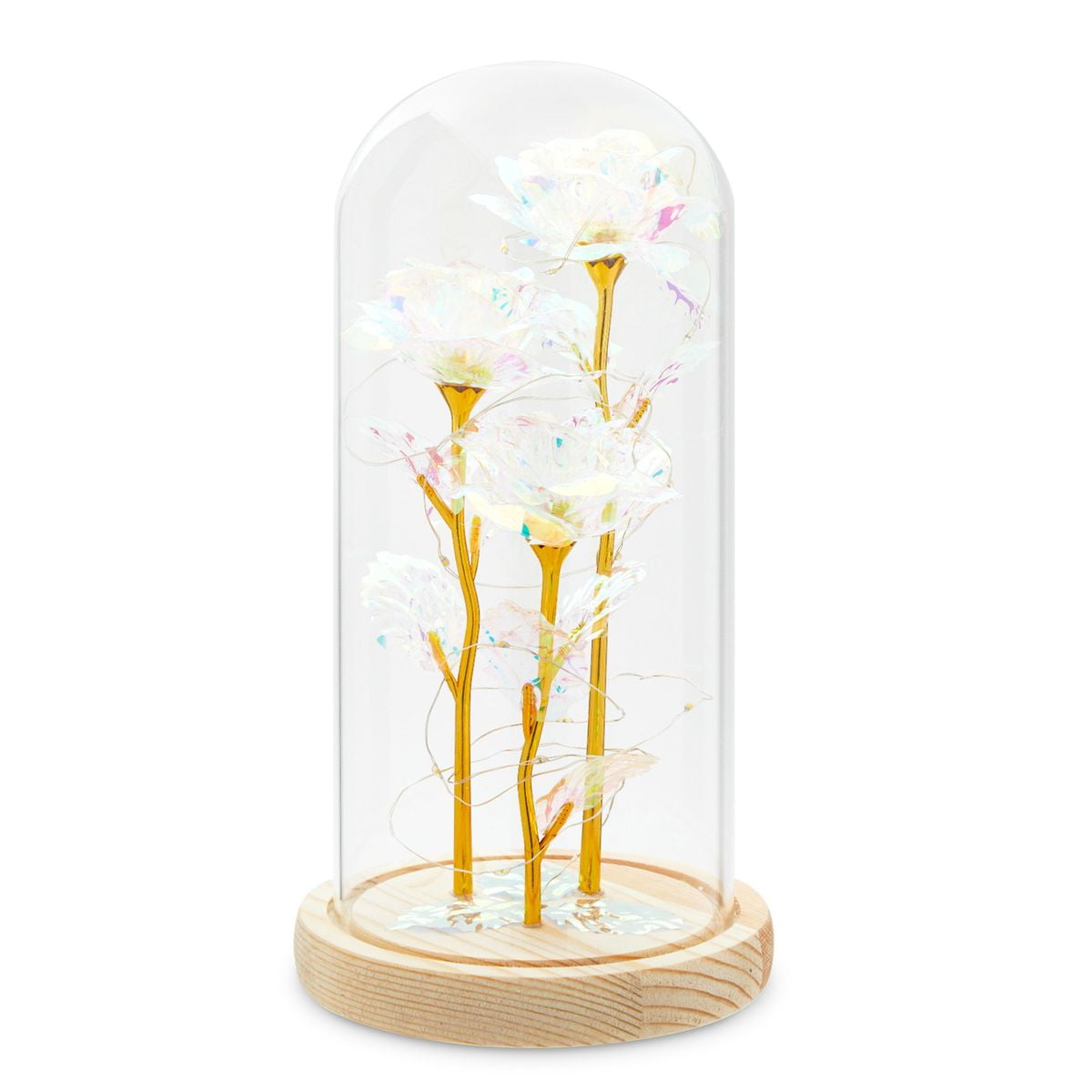 Galaxy Enchanted Rose in Glass Dome, LED Light Up Eternal Rose for Bedroom Decor, Valentine's Day Gift, White, 5.7 x 10.8 in