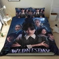 thumbnail image 1 of Miércoles Addams Conjunto de sábanas temático, trío de piezas, cómodo y amigable con la piel, diseño único, regalo de decoración para el hogar para familiares, amigos y fans,135cm *200cm, 1 of 6