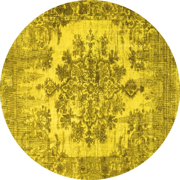 Ahgly Company Indoor Round Persian Yellow Traditional Area Rugs, 7' Round