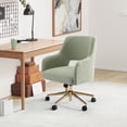 thumbnail image 2 of Modern Water and Stain Resistant Boucle Fabric Upholstered Rolling Task Chair Height Adjustable Swivel Vanity Chair, Desert Sage, 2 of 5
