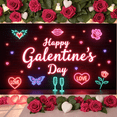 thumbnail image 6 of Red Theme Galentines Banner Heart Pattern Friendship Display Rose Decoration Gift Box Design Heart Backdrop for Galentines Party Girls' Night Friendship Gathering, 6 of 9