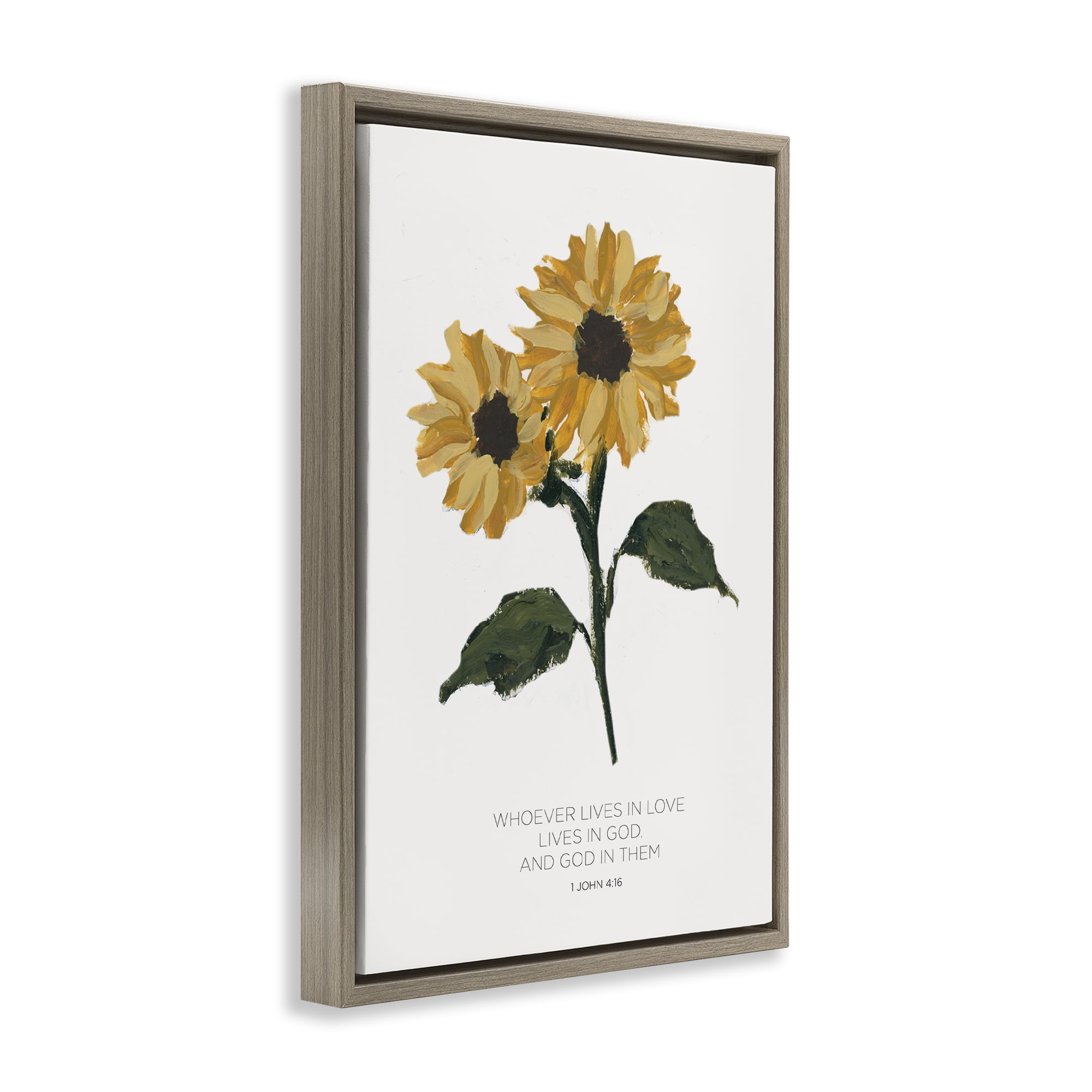 Stupell Industries Proverb with Sunflowers Religious Painting Brown Floater Framed Art Print Wall Art, 17 x 25