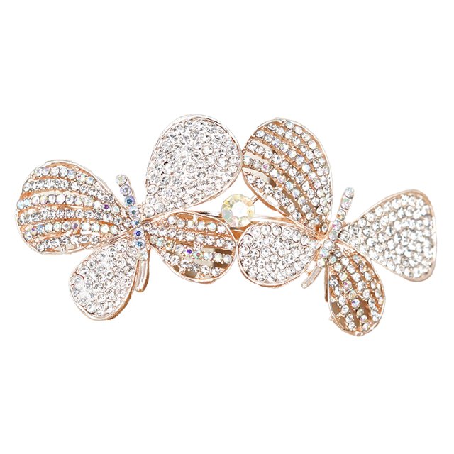 Vintage Glitter Sparkly Hair Barrettes, Crystal Flower Hair Clips French Vintage Barrettes, Rhinestone Metal