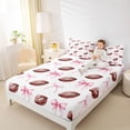 thumbnail image 4 of jejeloiu Pink Bowknot Bed Sheets,Brown Rugby Football King Sheets For Girls Teens 4-Piece, 4 of 7